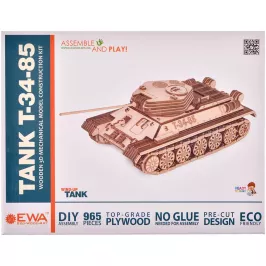 Механический 3D конструктор из дерева "Танк Т-34-85" картинка 372031 - МосИгра